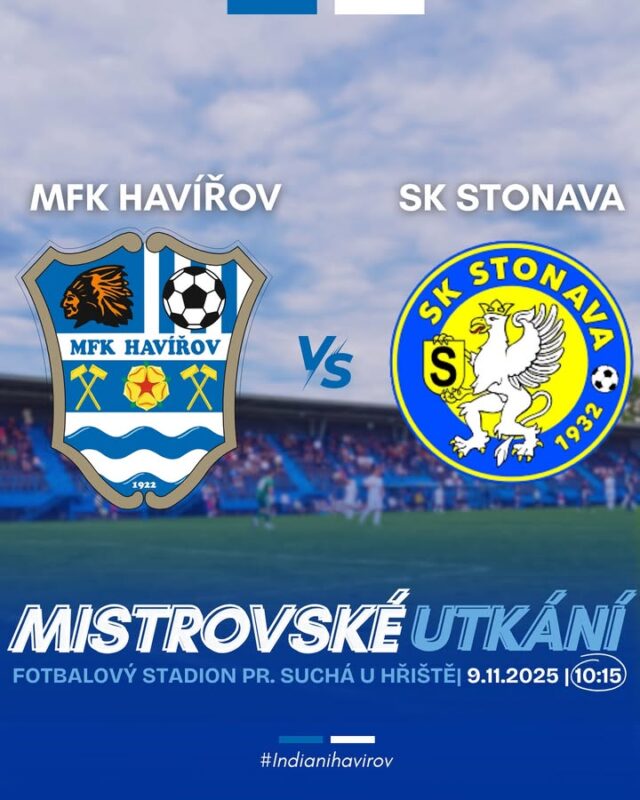 Podzim uzavíráme doma.
V neděli 9. listopadu hostíme @sk_stonava 
Výkop v 10:15. 🕑
Přijďte klukům pomoct vyhrát poslední body, vaše podpora dělá rozdíl. ⚽️⚪️🔵

#mfkhavirov #indianihavirov