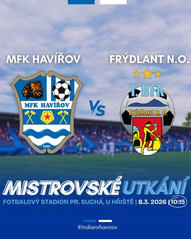 První mistrovské utkání jarní části sezóny je tady! ⚽️⚪️🔵

V neděli se po zimní přestávce vrací soutěžní fotbal na náš stadion. 

Navíc se potkáme na Mezinárodní den žen 🌷, a tak jsme si pro všechny ženy, které dorazí na stadion, připravili malé překvapení hned při vstupu. 

Protože každá žena si zaslouží rozmazlovat, tak jedna z vás navíc vyhraje poukaz pro dvě osoby na tříhodinový wellness v hotelu @endemit_hotel v Horní Bečvě. ✨

Budeme rádi, když u startu jarní části sezóny budete s námi. 💙

#havirovskyfotbal #mfkhavirov #indianihavirov